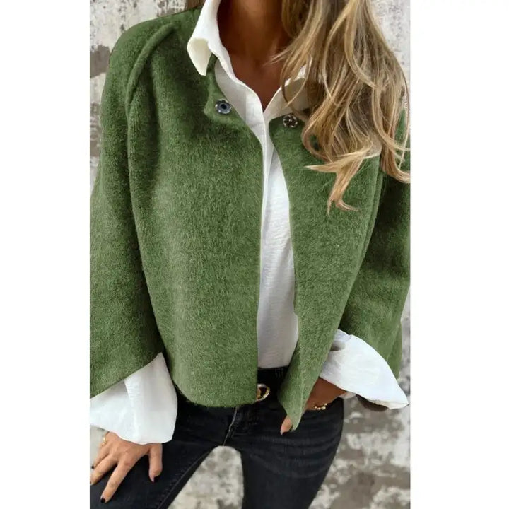 Celine - Wolcardigan met ronde hals en lange mouwen
