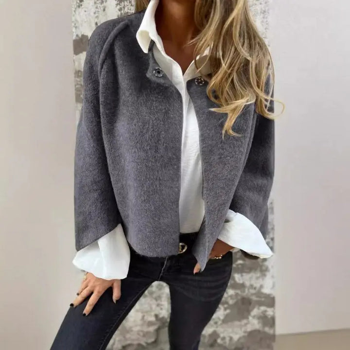 Celine - Wolcardigan met ronde hals en lange mouwen