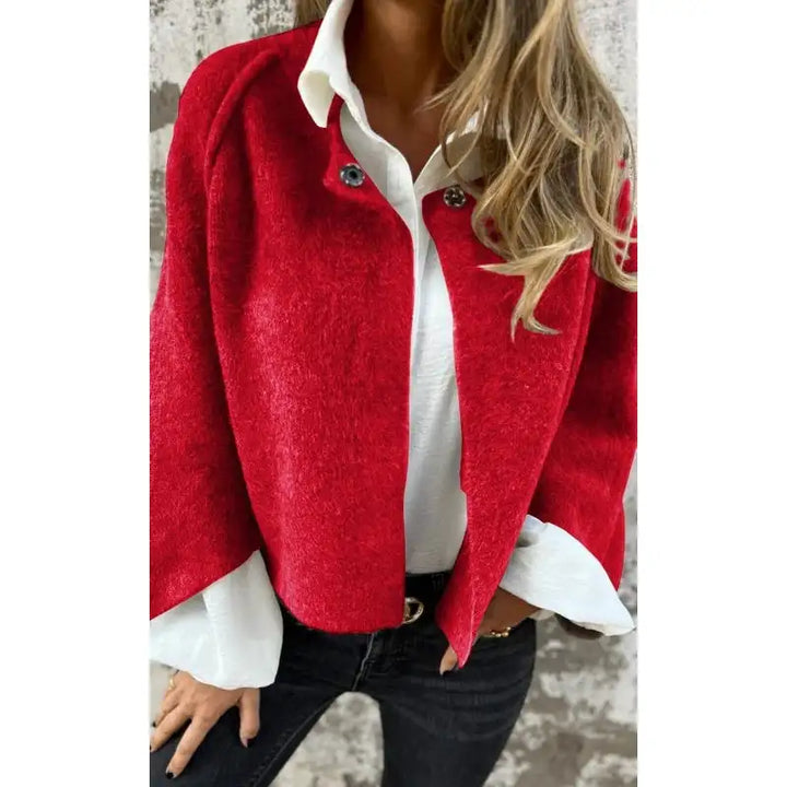 Celine - Wolcardigan met ronde hals en lange mouwen