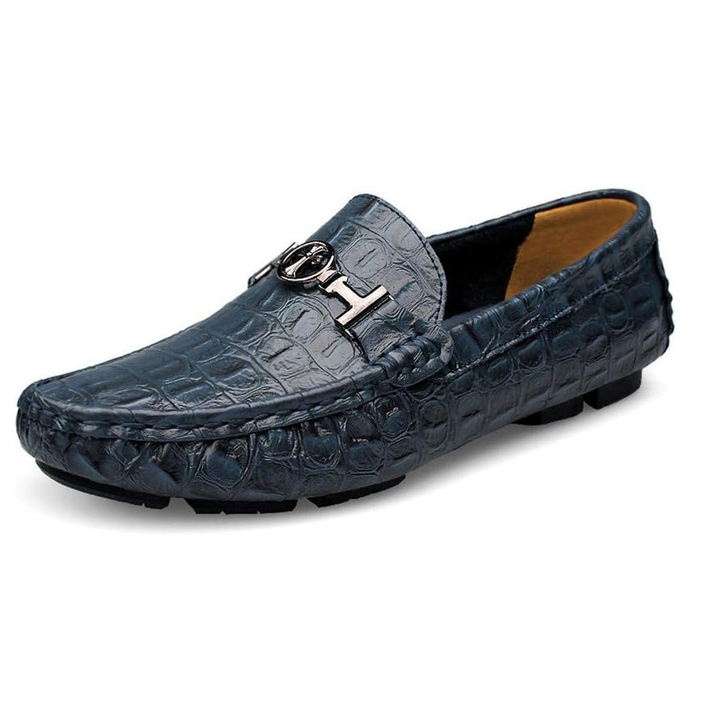 Gertjan - Marineblauwe krokodillen Loafer