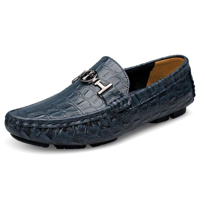 Gertjan - Marineblauwe krokodillen Loafer
