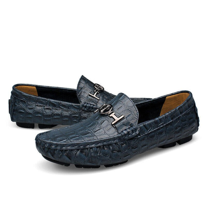 Gertjan - Marineblauwe krokodillen Loafer