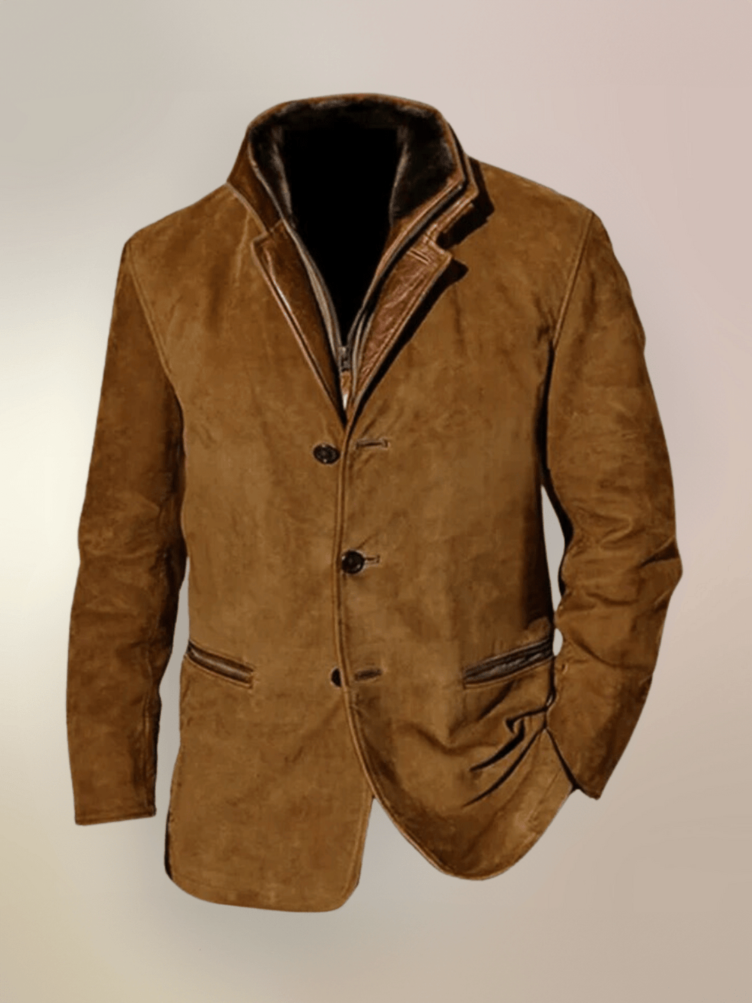 Dominic™ | Vintage mockajack met dubbele kraag