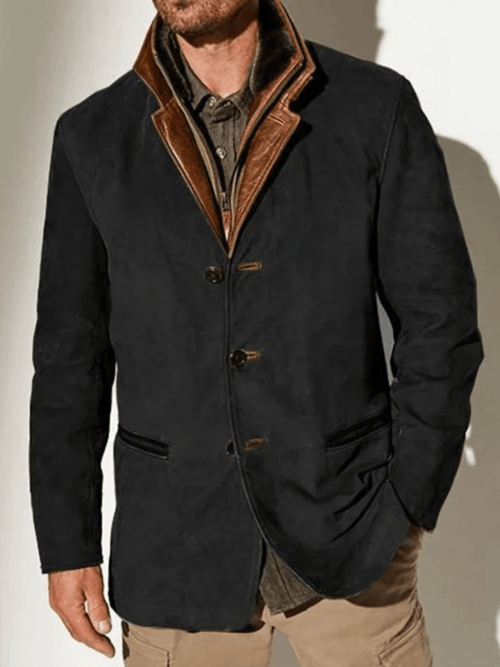 Dominic™ | Vintage mockajack met dubbele kraag