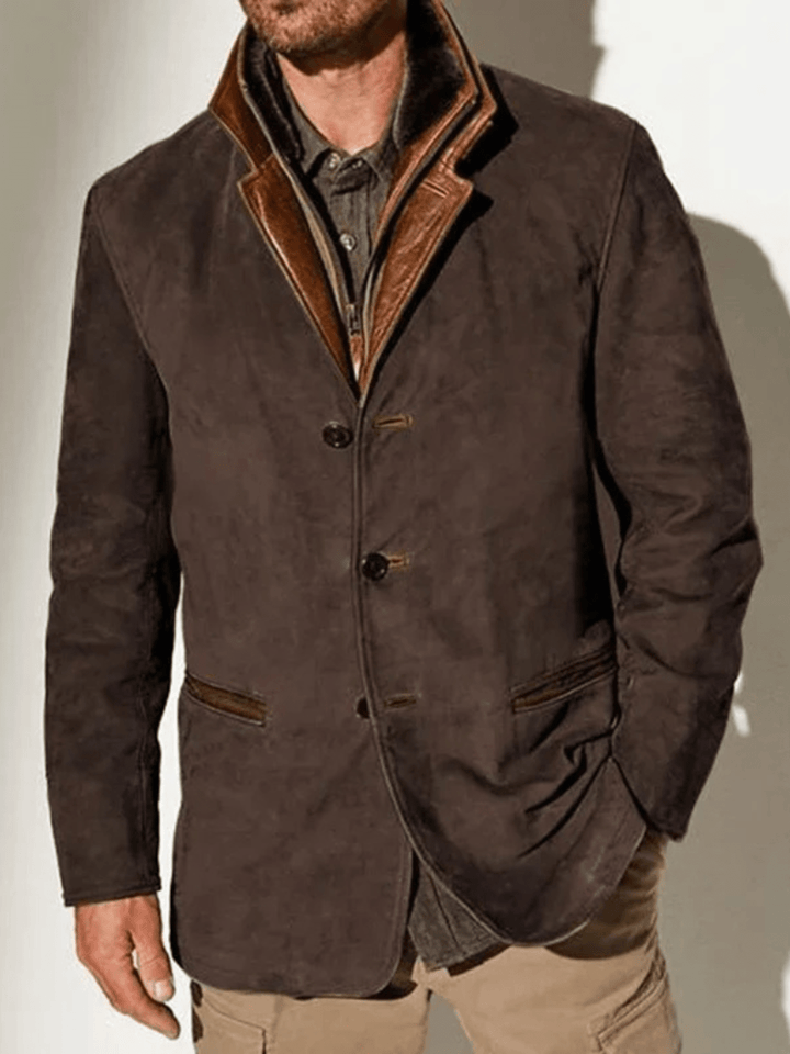 Dominic™ | Vintage mockajack met dubbele kraag