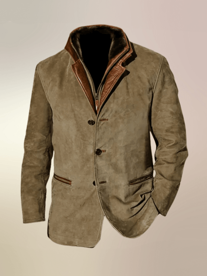 Dominic™ | Vintage mockajack met dubbele kraag