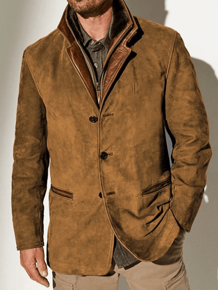 Dominic™ | Vintage mockajack met dubbele kraag