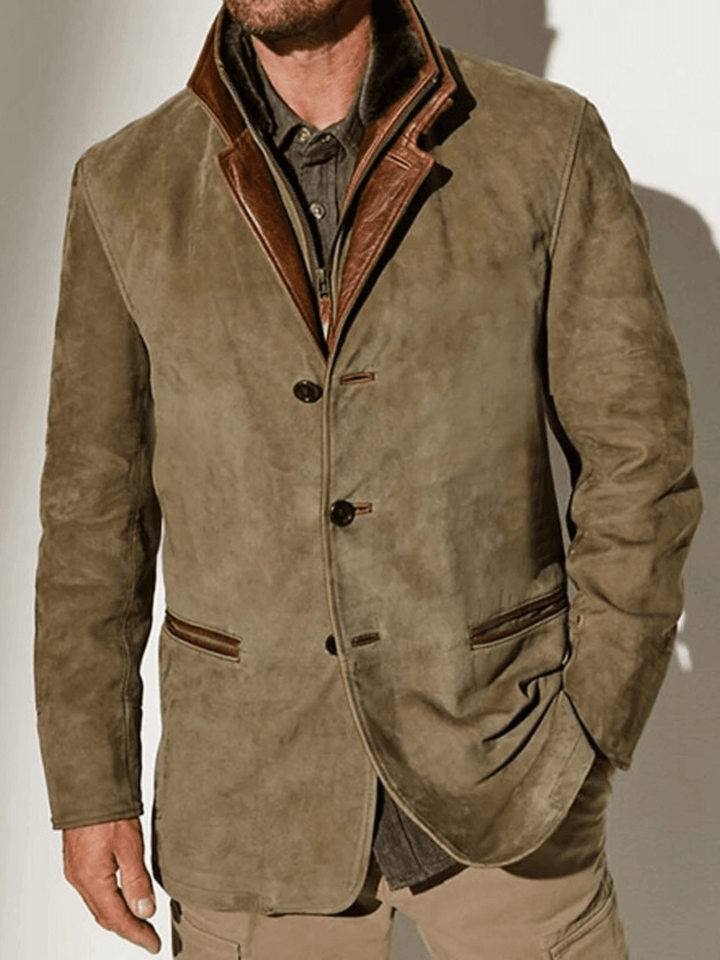 Dominic™ | Vintage mockajack met dubbele kraag